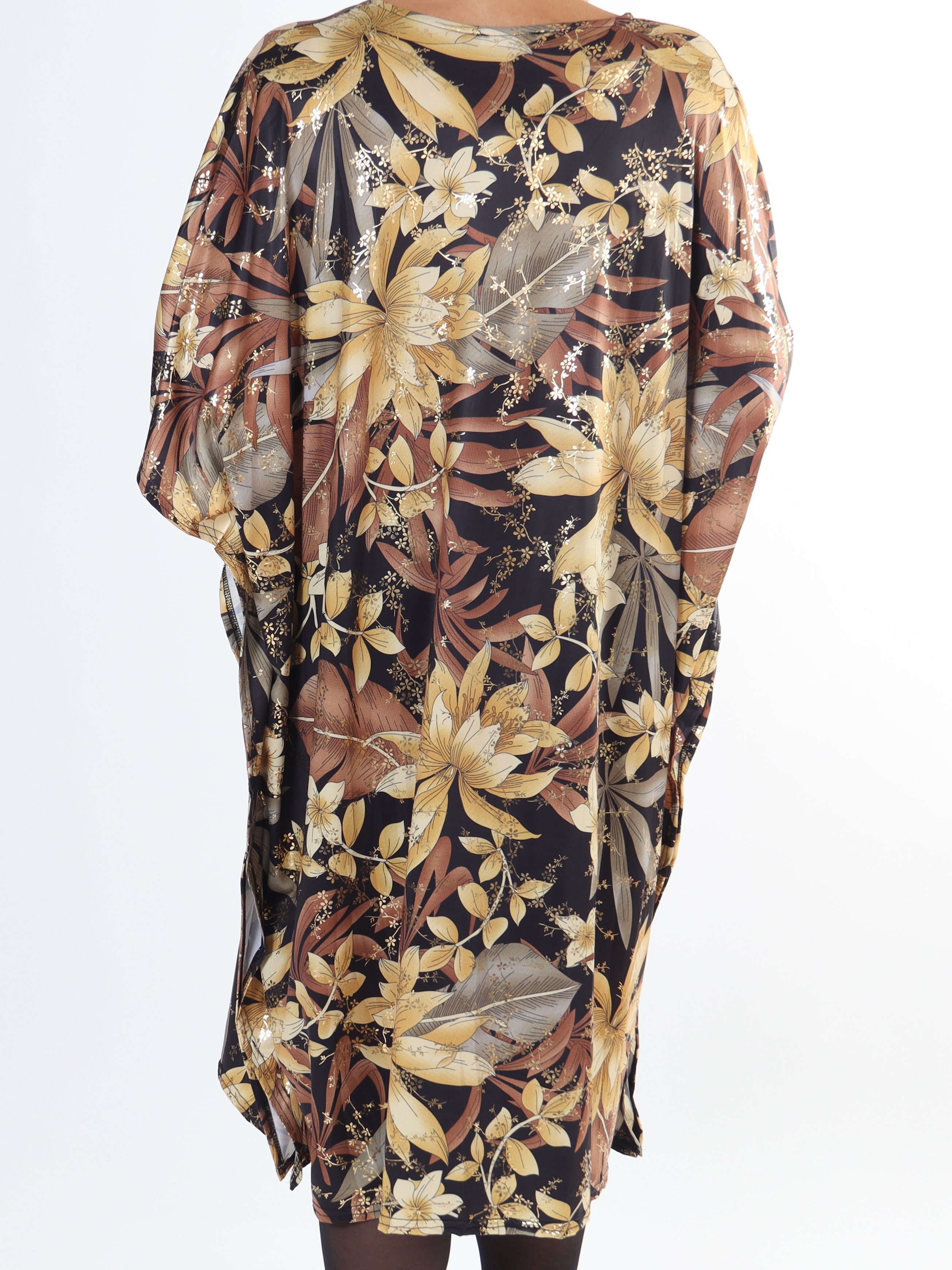 Azmina Flower - Plus size tunikakjole i løs pasform med blomsterprint